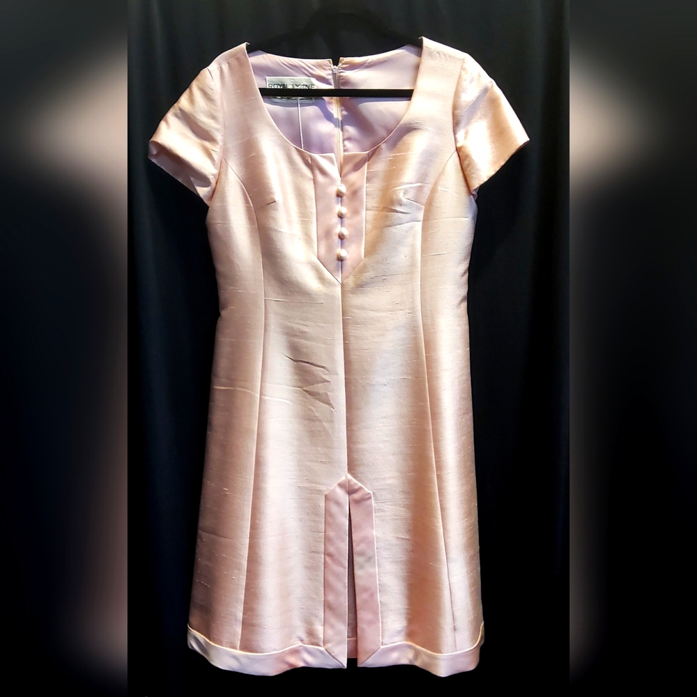 Royal Lynne - Amazing Vintage silk pink scoup neck lined 50's-60's s/s dress.